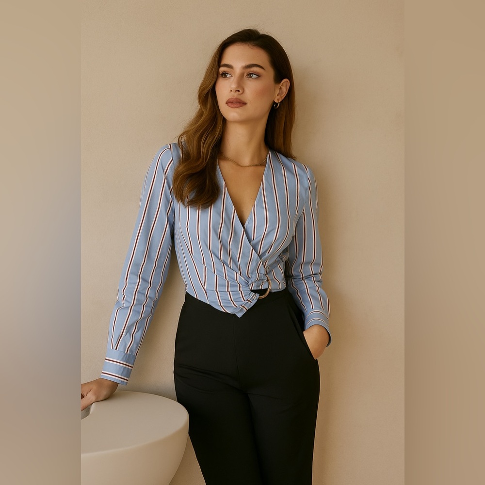 Veronica Beard || Ozzie Striped Wrap Top